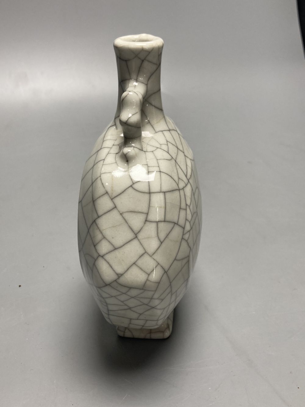 A small Chinese crackleware two-handled vase